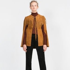 Zara Faux Suede Fringe Cape